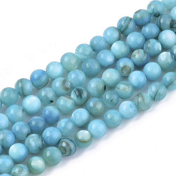 

PandaHall Freshwater Shell Beads Strands, Dyed, Round, Light Blue, 4mm, Hole: 0.8mm, about 95pcs/strand, 14.96 inch(38cm) Freshwater Shell...