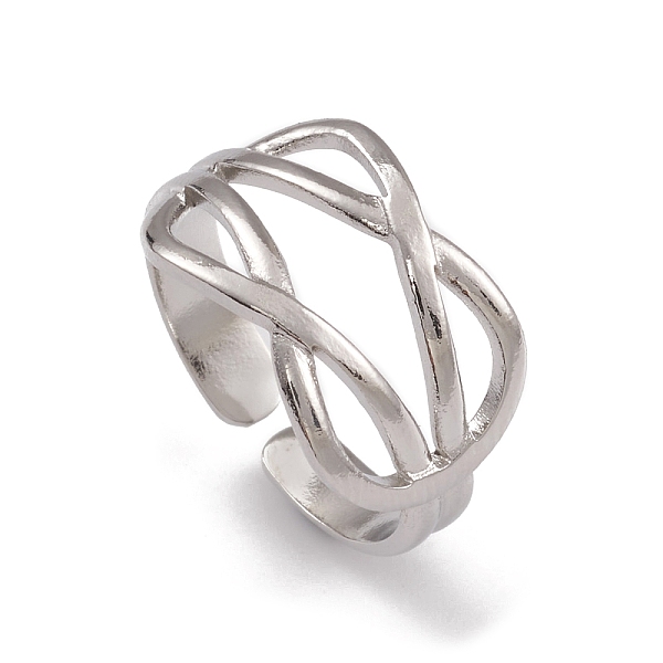 

PandaHall 304 Stainless Steel Cuff Rings, Hollow Out Infinity Element Wide Band Ring for Women, Stainless Steel Color, 3.7~11.5mm, Inner...