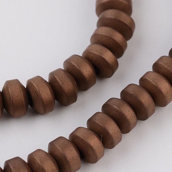 

PandaHall Frosted Rondelle Electroplate Non-magnetic Synthetic Hematite Beads Strands, Copper Plated, 4x2.5mm, Hole: 1mm, about...