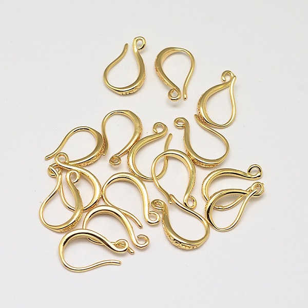 

PandaHall Brass Earring Hooks, Ear Wire, with Horizontal Loop, Cadmium Free & Nickel Free & Lead Free, Real 18K Gold Plated, 15x9x2mm, Hole...