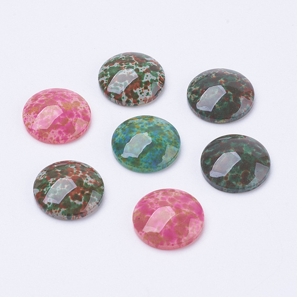 PandaHall Spray Painted Glass Cabochons, Half Round/Dome, Mixed Color, 16x4.5~5.5mm Glass Half Round Multicolor