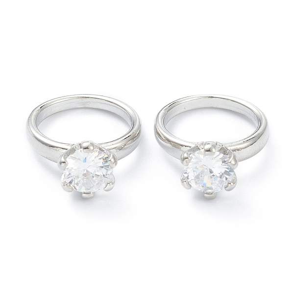 

PandaHall Dual-use Items, Brass Micro Pave Clear Cubic Zirconia Finger Rings or Charms, Flower, Platinum, 15x12x6mm, Inner Diameter: 9.5mm...