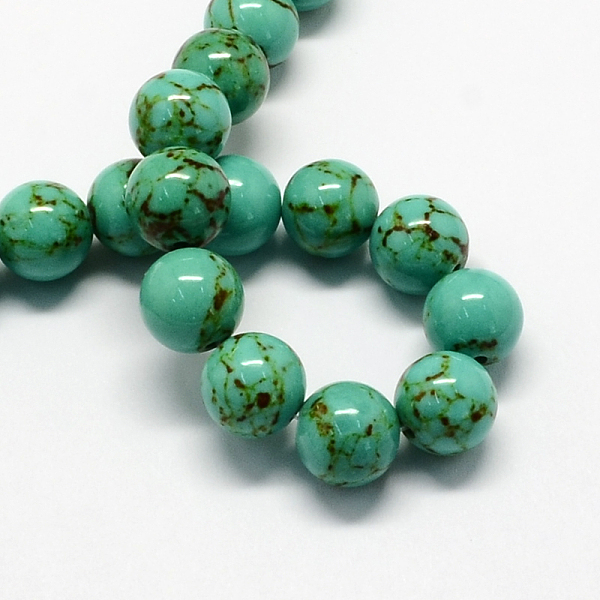 

PandaHall Dyed Synthetic Turquoise Gemstone Bead Strands, Round, Medium Sea Green, 8mm, Hole: 1mm, about 50pcs/strand, 15.7 inch Synthetic...