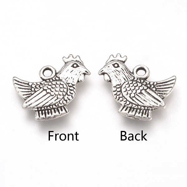 

PandaHall Tibetan Style Alloy Pendants, Rooster, Cadmium Free & Lead Free, Antique Silver, 19.5x15x2.5mm, Hole: 2mm, about 500pcs/1000g...