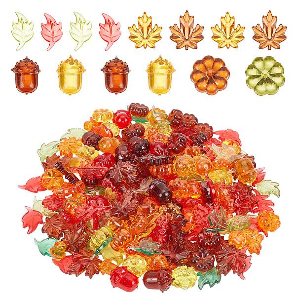 

PandaHall Transparent Acrylic Beads, Pumpkin Shape, Mixed Color, 15~35x17~31x5.5~24mm, about 500g/bag Acrylic Mixed Shapes Multicolor