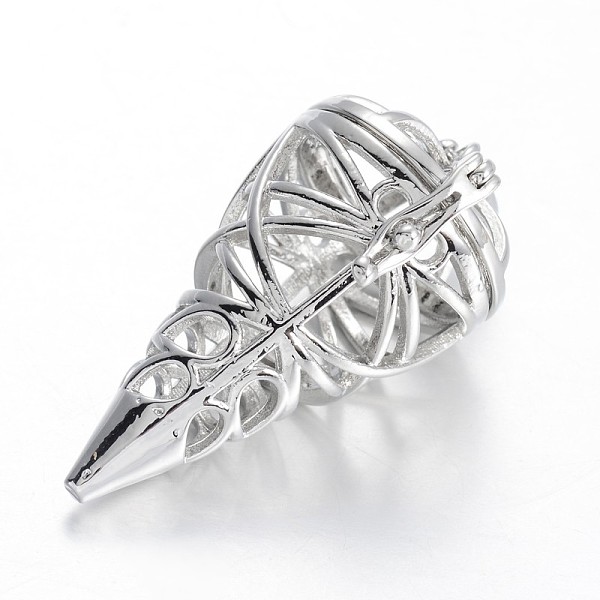 

PandaHall Hollow Brass Cone Cage Pendants, For Chime Ball Pendant Necklaces Making Making, Platinum, 39x23.5x19.5mm, Hole: 6.5x3.5mm Brass...