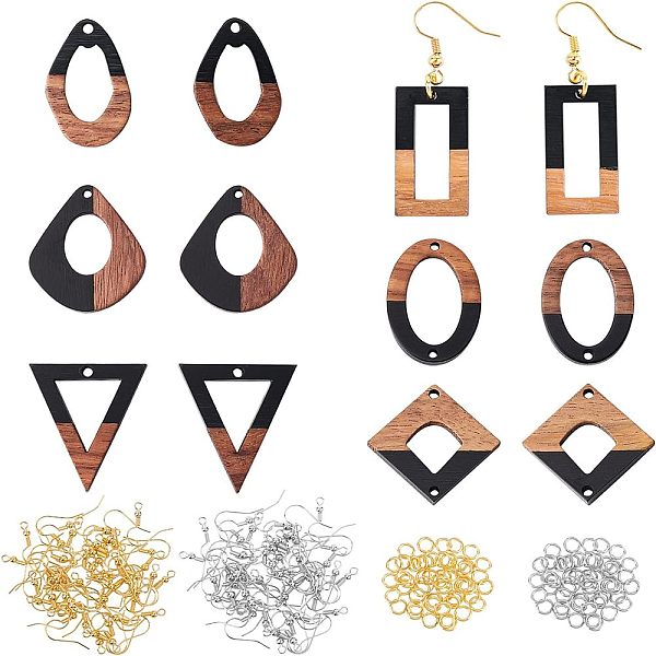 

PandaHall Olycraft DIY Dangle Earring Making Kits, Including 12Pcs 6 Styles Resin & Walnut Wood Pendants, 60Pcs 2 Colors Brass Earring Hooks...