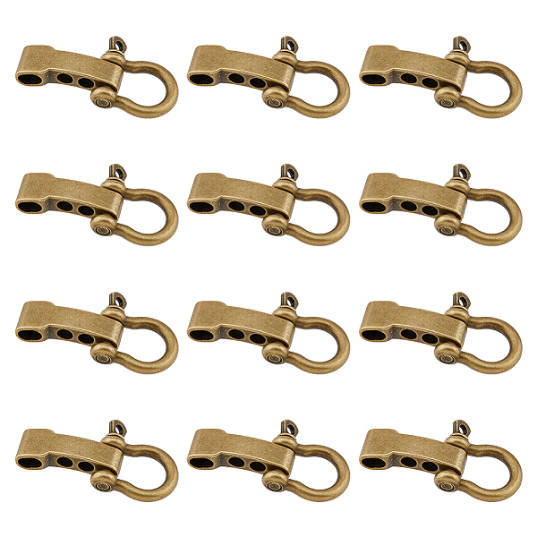 

PandaHall SUPERFINDINGS 12Pcs Tibetan Style Alloy D-Ring Anchor Shackle Clasps, for Bracelet Making, Antique Bronze, 38x26.5x8.5mm, Hole...