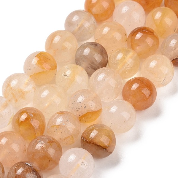 PandaHall Natural Yellow Hematoid Quartz/Golden Healer Quartz Beads Strands, Round, 12mm, Hole: 1.2mm, about 31pcs/strand, 14.37''(36.5cm)...