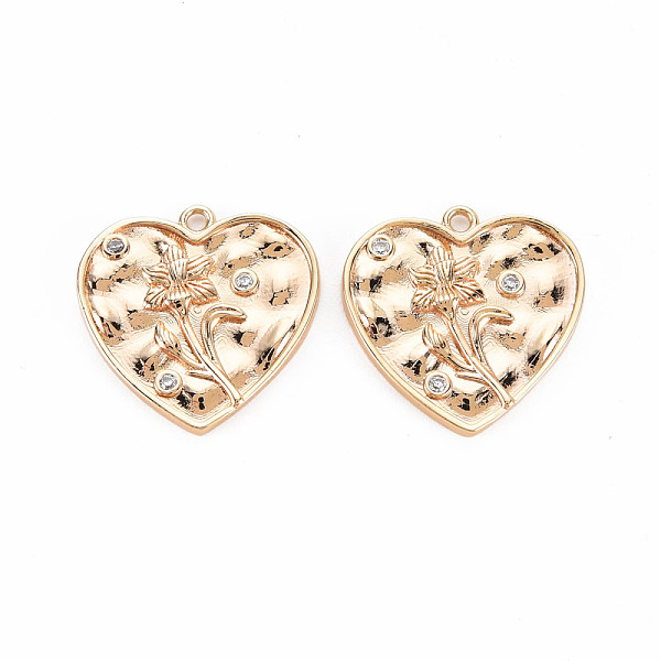 

PandaHall Brass Micro Pave Clear Cubic Zirconia Pendants, Birth Flower Charms, Nickel Free, Heart, Real 18K Gold Plated, August Gladiolus...