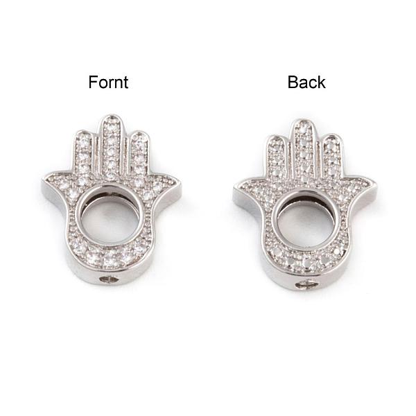 

PandaHall Long-Lasting Plated Brass Micro Pave Grade AAA Cubic Zirconia Bead Frame, Hamsa Hand/Hand of Fatima/Hand of Miriam, Cadmium Free &...