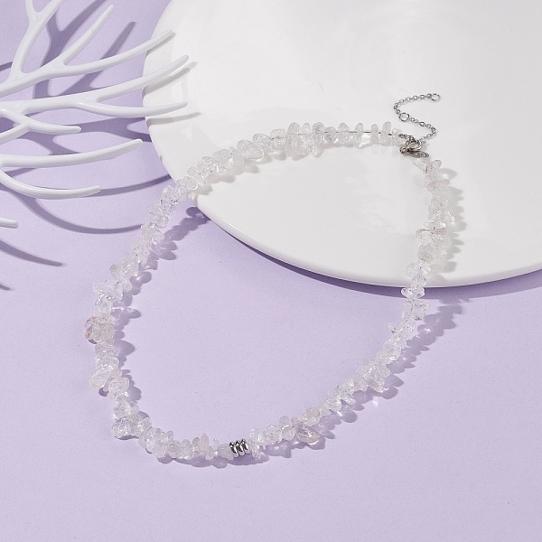 

PandaHall Natural Quartz Crystal Chip Beaded Necklace, Gemstone Jewelry for Women, Platinum, 16.14 inch(41cm) Quartz Crystal