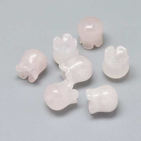 PandaHall Natural Rose Quartz Beads, Flower, 9~10x9~10.5mm, Hole: 1.4mm Rose Quartz Flower Pink