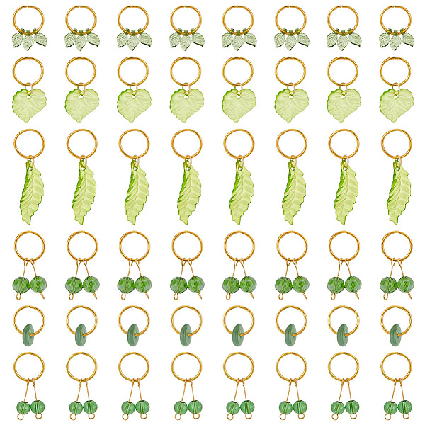 

PandaHall 24Pcs 6 Styles Plastic & Glass Dreadlocks Beads, Braiding Hair Pendants Decoration Clips, with Iron Jump Rings, Leaf/Disc/Round...