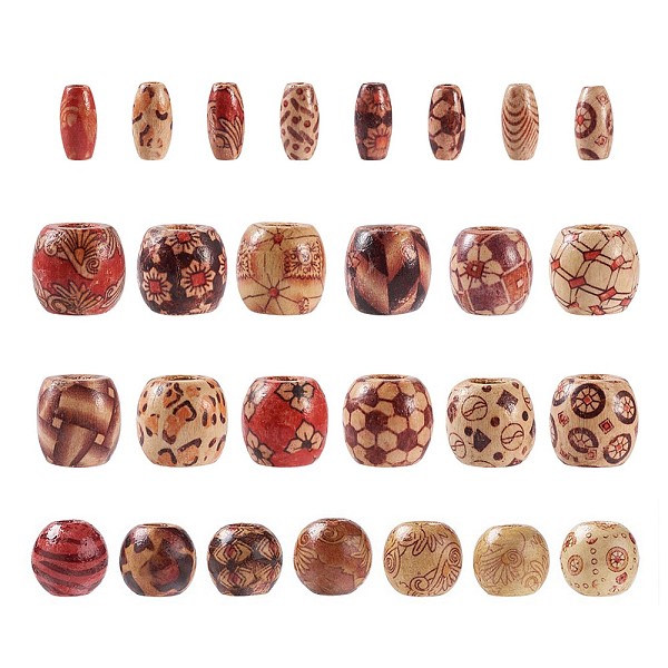 

PandaHall Printed Natural Wood Beads, Round & Oval, Mixed Color, 16x15mm, Hole: 5mm Wood Mixed Shapes Multicolor