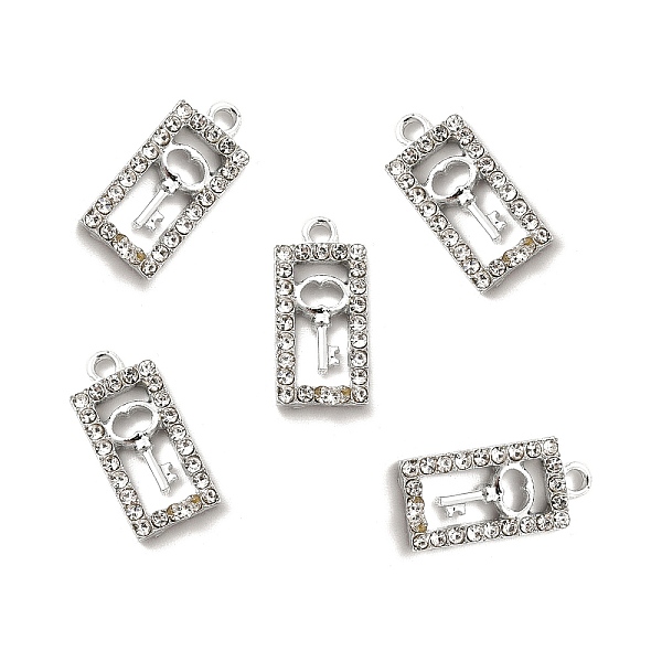 

PandaHall Alloy Rhinestone Pendants, Platinum Tone Hollow Out Rectangle with Key Charms, Crystal, 18x8.5x2.2mm, Hole: 1.6mm Alloy+Rhinestone..., Clear