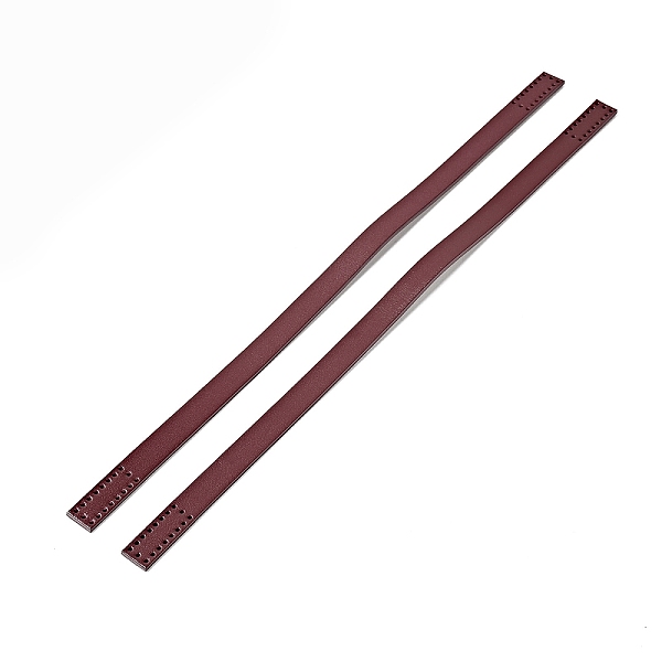 PandaHall Cowhide Leather Sew On Bag Handles, Bag Strap Replacement Accessories, Dark Red, 39~42x1.45x0.3cm, Hole: 1.4mm Cowhide Flat