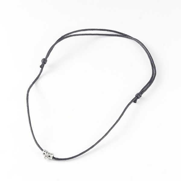

PandaHall Adjustable Waxed Cotton Cord Pendant Necklaces, with Alloy Findings, Black, 18.5 inch Alloy Black