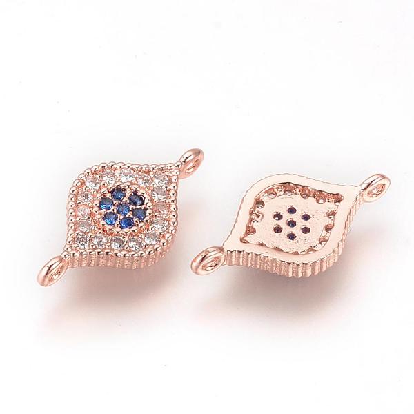 

PandaHall DIY Brass Micro Pave Cubic Zirconia Links, Eye, Rose Gold, 8x16x2mm, Hole: 1mm Brass+Cubic Zirconia Eye