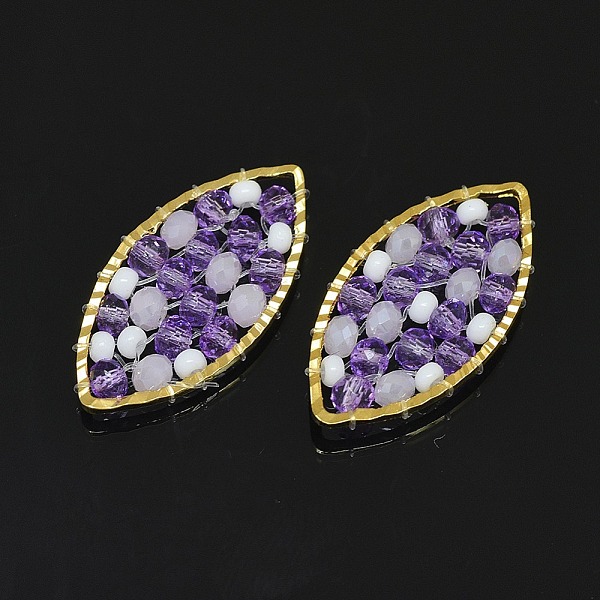 

PandaHall Handmade Woven Pendants, with Glass and Brass Findings, Cadmium Free & Nickel Free & Lead Free, Long-Lasting Plated, Horse Eye..., Purple