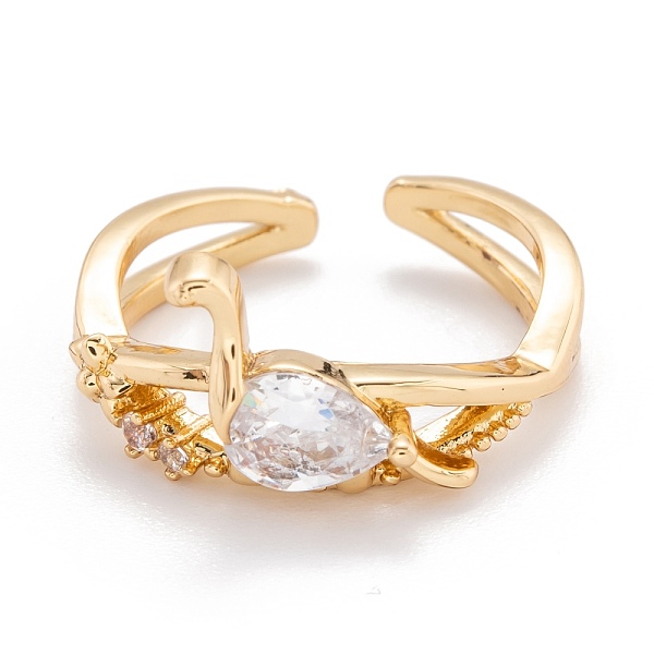 

PandaHall Brass Micro Pave Cubic Zirconia Cuff Rings, Open Rings, Long-Lasting Plated, Sea Turtle, Golden, US Size 6 3/4(17.1mm), 4.5mm..., Clear