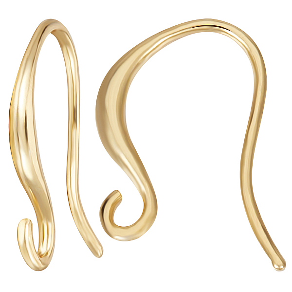 

PandaHall Beebeecraft 50Pcs Brass Earring Hooks, with Horizontal Loops, Real 18K Gold Plated, 17x9x2mm, Hole: 2mm, Pin: 0.75mm Brass