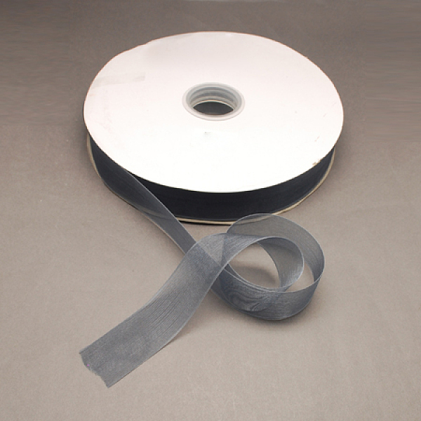 PandaHall Nylon Organza Ribbon, Gray, 3/4 inch(19~20mm), 200yards/roll(182.88m/roll) Nylon None Gray