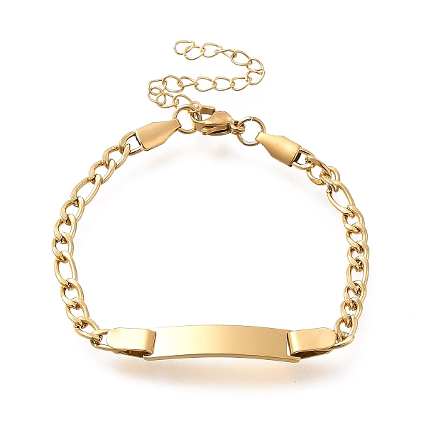 

PandaHall 304 Stainless Steel Kids Bracelets, Blank Rectangle Link Bracelets, Golden, 6-3/8 inch(16.2cm) Stainless Steel Rectangle