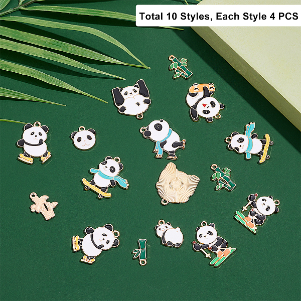 

PandaHall 40Pcs 10 Style Alloy Enamel Pendants, Light Gold, Panda Shape and Bamboo Stick, Mixed Color, 31x22x2mm, Hole: 2mm, 4pcs/style..., Multicolor