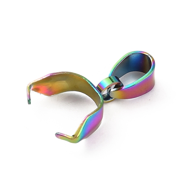 

PandaHall 304 Stainless Steel Ice Pick Pinch Bails, Rainbow Color, 16.5mm, Hole: 6x3.5mm, Pin: 1mm 304 Stainless Steel