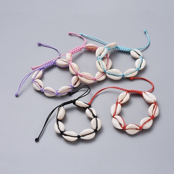 

PandaHall Natural Cowrie Shell Braided Beads Bracelets, with Korean Waxed Polyester Cord, Mixed Color, 2-1/4 inch~3-3/4 inch(5.8~9.5cm)..., Multicolor