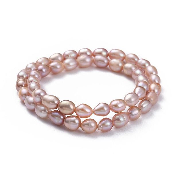 

PandaHall Mother's Day Jewelry, Mother and Daughter Stretch Bracelets Sets, with Dyed Natural Pearl Beads and Burlap Bags, Plum, 1-7/8 inch..., Purple
