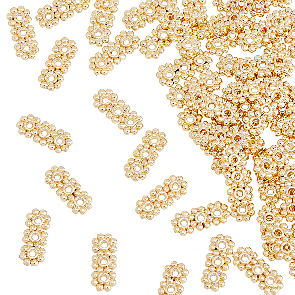 

PandaHall SUPERFINDINGS Alloy Multi- Strand Links, Spacer Bar, Flower, Golden, 12.5x5.5x1.5mm, Hole: 1.4mm, 50pcs/box Alloy Flower