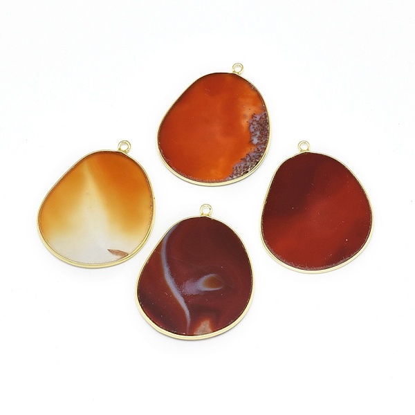 

PandaHall Natural Carnelian Pendants, with Brass Findings, Golden, 33.5~34x27x2mm, Hole: 1.5mm Carnelian Others