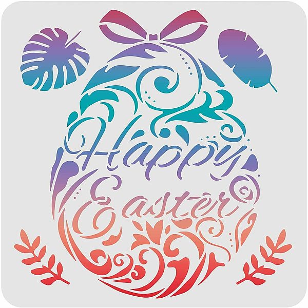 PandaHall FINGERINSPIRE Easter Egg Drawing Painting Stencils Templates (11.8x11.8inch) Happy Easter Stencils Decoration Square Easter Theme...