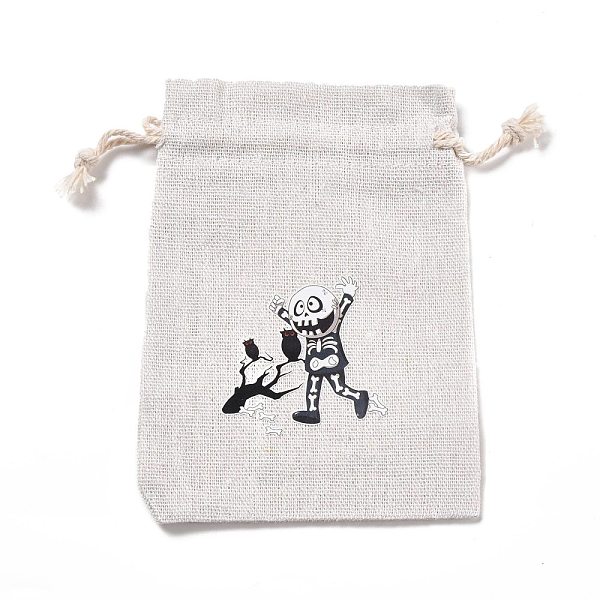 

PandaHall Halloween Cotton Cloth Storage Pouches, Rectangle Drawstring Bags, for Candy Gift Bags, Skull Pattern, 13.8x10x0.1cm Cloth Skull