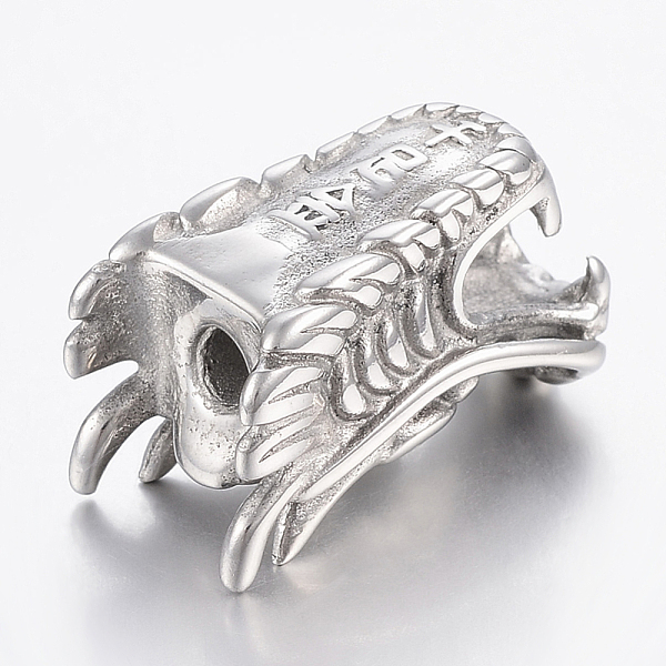

PandaHall 304 Stainless Steel European Beads, Large Hole Beads, Dragon Head, Stainless Steel Color, 28.5x15x17mm, Hole: 4mm 304 Stainless...