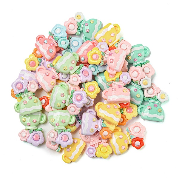

PandaHall Opaque Resin Decoden Cabochons, Flower Vase, Mixed Color, 26x19x7mm Resin Vase Multicolor