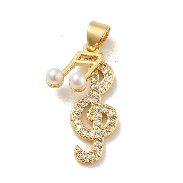

PandaHall Brass Micro Pave Cubic Zirconia Pendants, with Acrylic, Cadmium Free & Lead Free, Long-Lasting Plated, Musical Nota, Clear, Real..., White