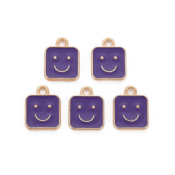 

PandaHall Alloy Enamel Charms, Cadmium Free & Lead Free, Light Gold, Square with Smile, Indigo, 13x10x1.5mm, Hole: 1.6mm Alloy+Enamel Square..., Purple