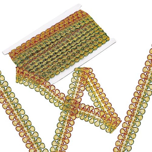 

PandaHall Ethnic Style Embroidery Polyester Lace Trims, Garment Accessories, Gold, 1-3/8 inch(34.5mm) Polyester Gold