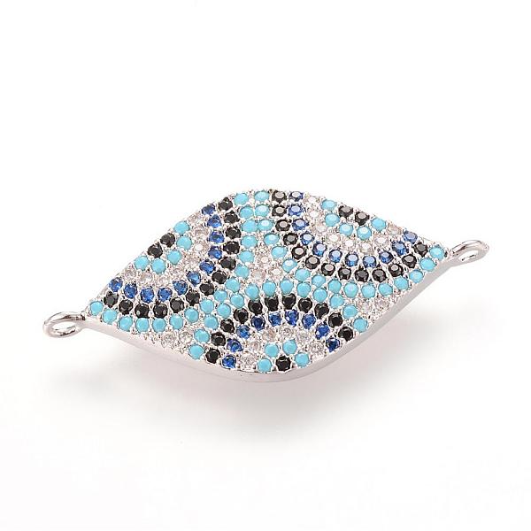 

PandaHall Brass Micro Pave Cubic Zirconia Links, Eye, Platinum, 30.2x13.8mm Brass+Cubic Zirconia Eye
