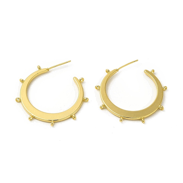 

PandaHall Brass Ring Stud Earring Findings, Half Hoop Earring Findings with Vertical Loops, Cadmium Free & Nickel Free & Lead Free, Real 18K...