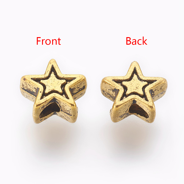 

PandaHall Tibetan Style Alloy Beads, Cadmium Free & Lead Free, Star, Antique Golden, 6x6x3mm, Hole: 1mm Alloy Star