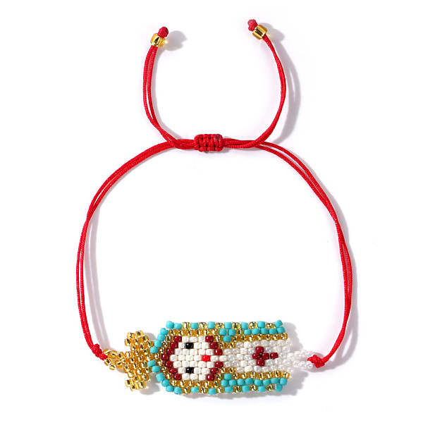 

PandaHall Imported Handwoven Rice Bead Bracelet with Cute Cartoon Girl Pattern Glass