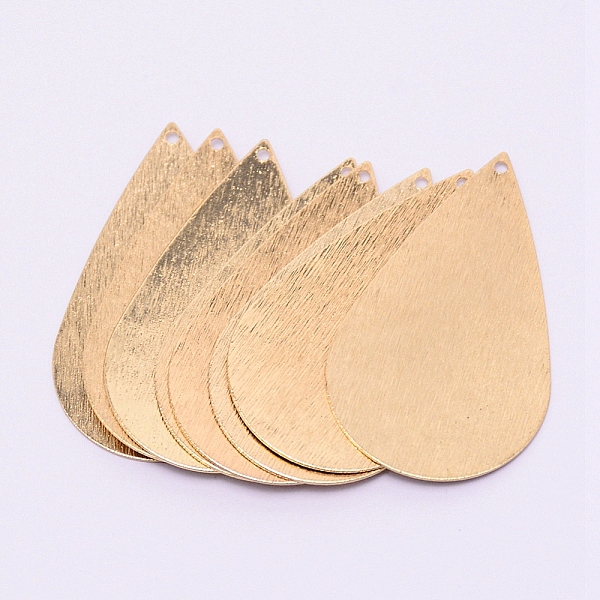 

PandaHall Brass Pendants, Teardrop, Light Gold, 42x25x0.5mm, Hole: 1mm Brass Teardrop