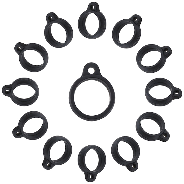 

PandaHall GORGECRAFT 50Pcs Silicone Rubber Rings Band Anti-Lost Black Adjustable Ring Holder 13mm Multipurpose Cases Necklace Lanyard...