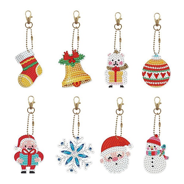 

PandaHall Christmas Theme DIY Diamond Painting Keychain Kit, Including Acrylic Board, Keychain Clasp, Bead Chain, Resin Rhinestones Bag...