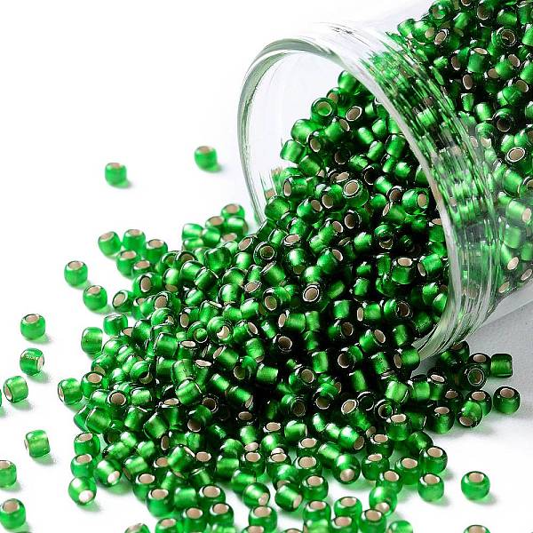 

PandaHall TOHO Round Seed Beads, Japanese Seed Beads, (27BF) Matte Silver Lined Teal, 11/0, 2.2mm, Hole: 0.8mm, about 1110pcs/10g Glass Cyan