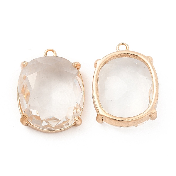 

PandaHall K9 Glass Pendants, with Light Gold Brass Finding, Oval Charms, Crystal, 23x17.5x7.5mm, Hole: 1.6mm K9 Glass Oval Clear